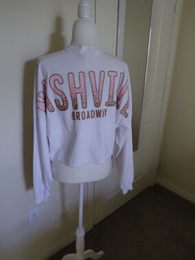 Spirit Jersey Cropped Top White Sz M NWT